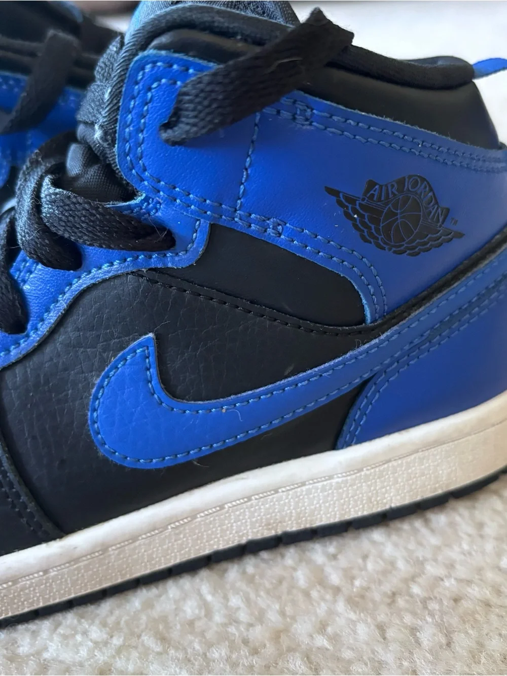 Nike Air Jordan Kids Black and Royal Blue High-Top Sneakers
